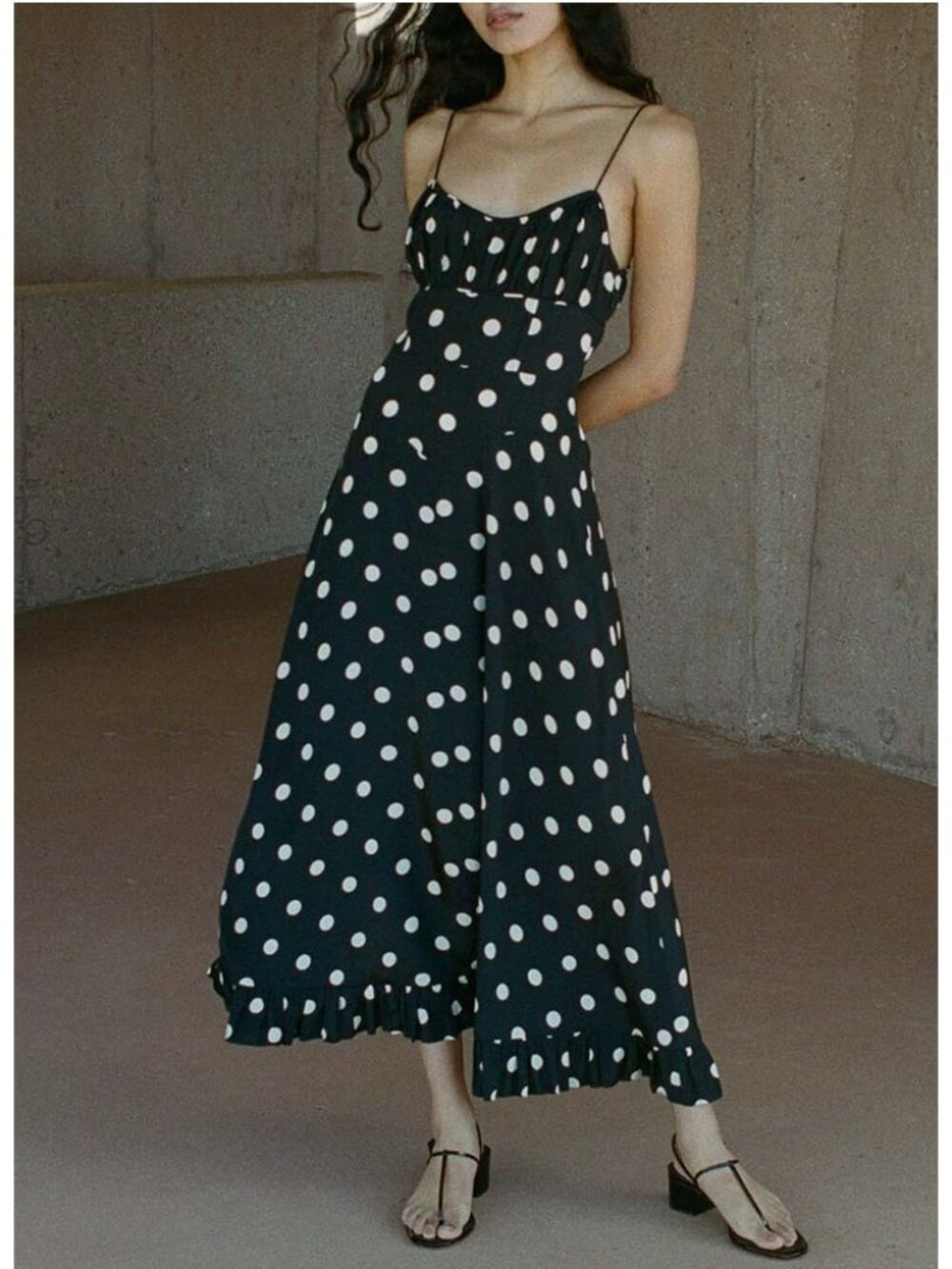 Doen NWOT Polka Dot Dress Black L